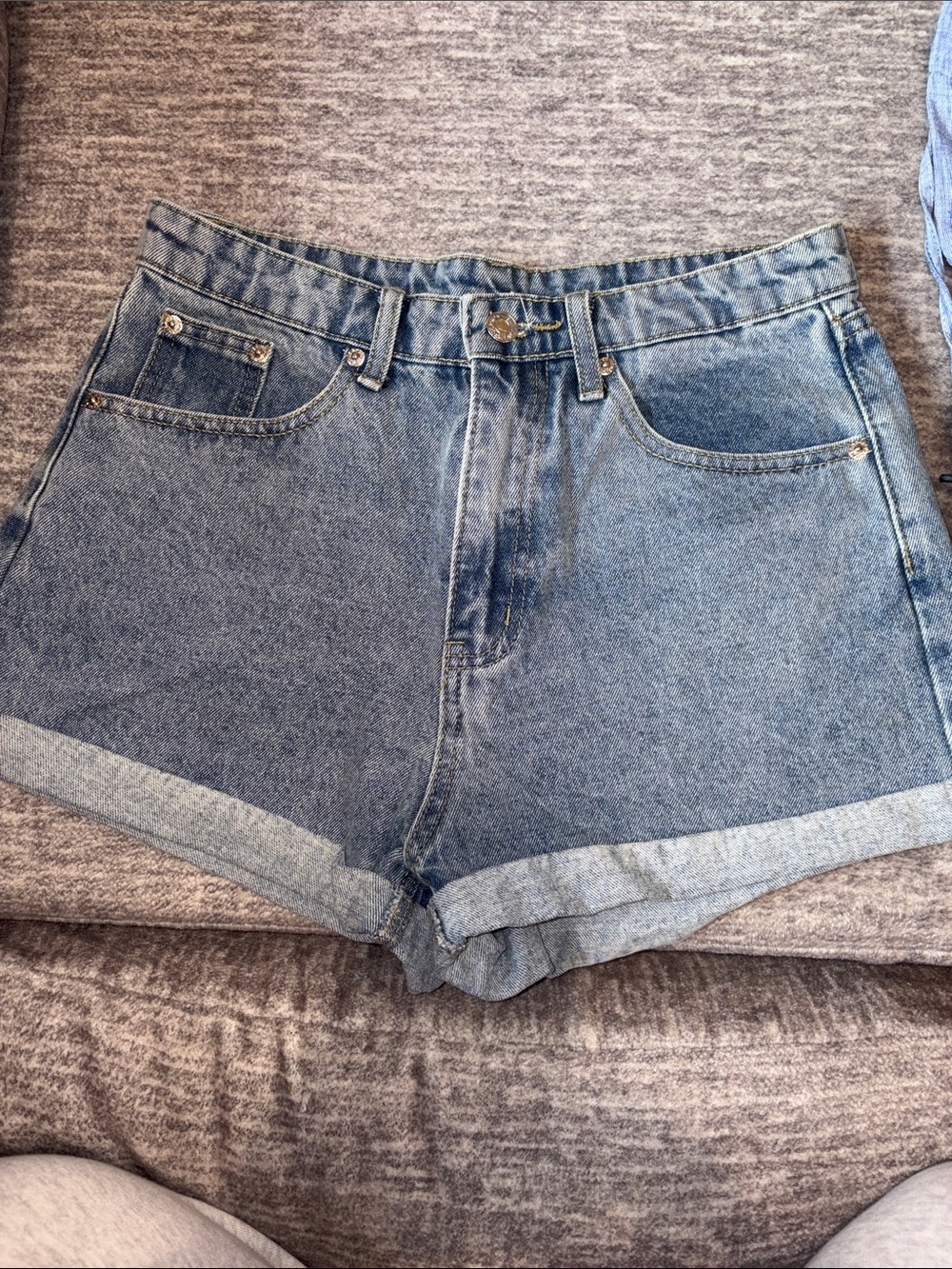 Classic High-Waist Denim Shorts - Blue